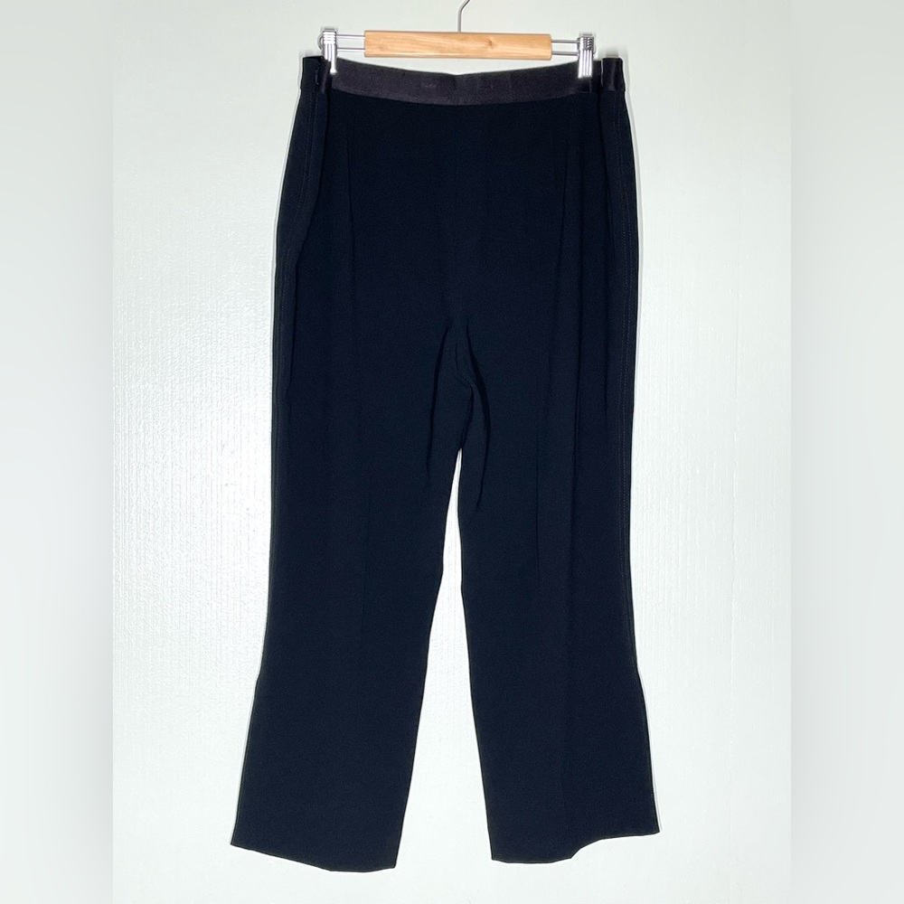 Kobi Halperin Classic Black Women's Pants side zip straight leg side slit crepe